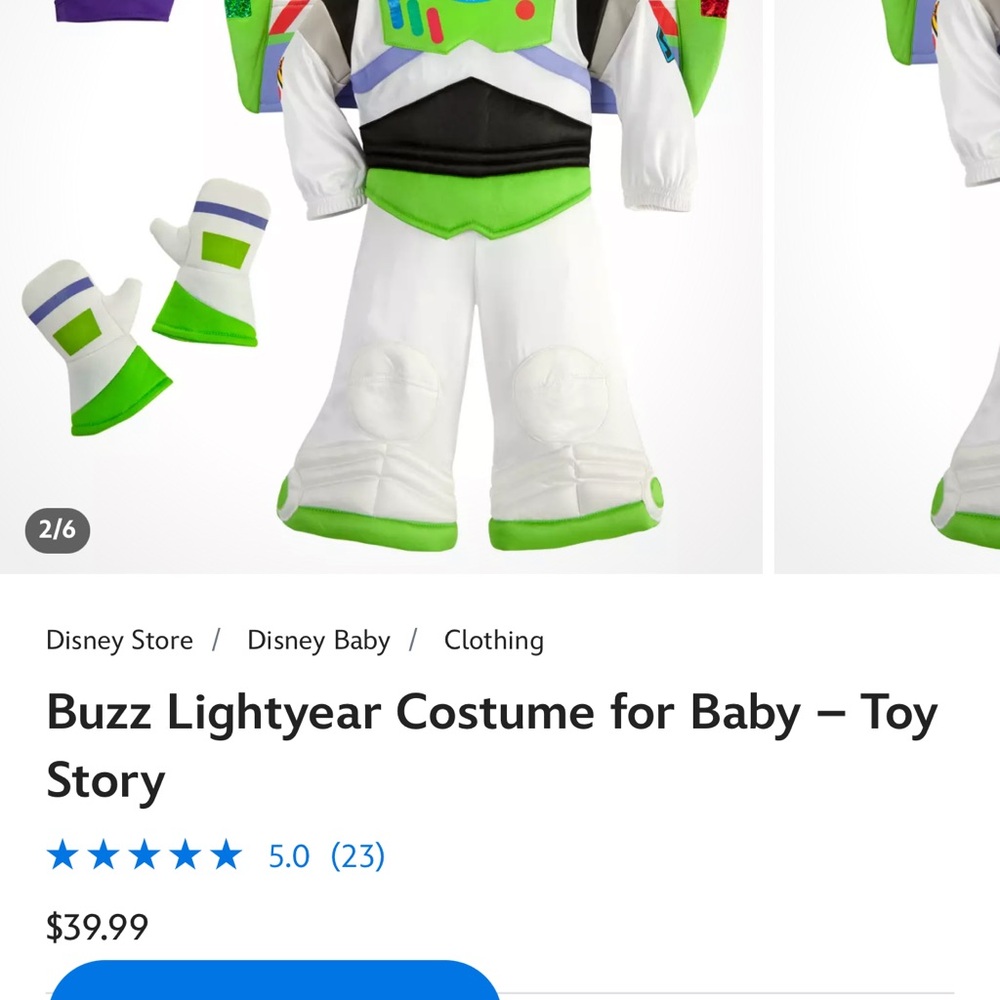Disney Buzz Lightyear Baby Costume - Green and Purple - Picture 2 of 3